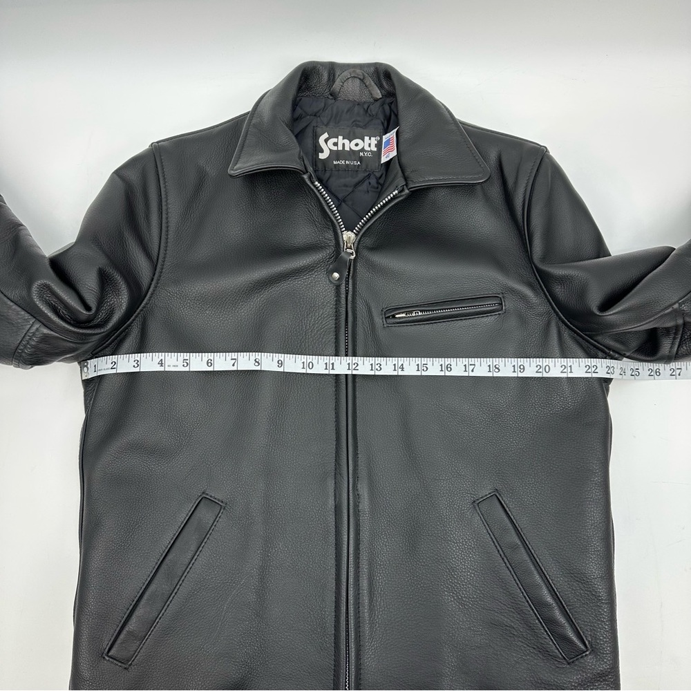Schott NYC Black Leather Jacket Size 40/Medium - Made in USA - Picture 10 of 15